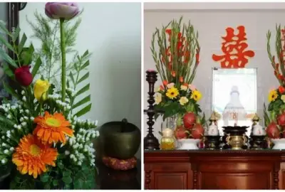 Lọ hoa trên bàn thờ đặt bên phải hay bên trái thì hút lộc: Đơn giản nhưng nhiều nhà vẫn sai